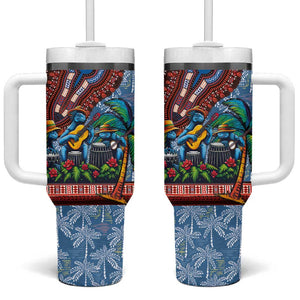 Afro-Caribbean Tumbler With Handle African Dashiki Style with Caribbean Music with Blue Iguanas - African Pride