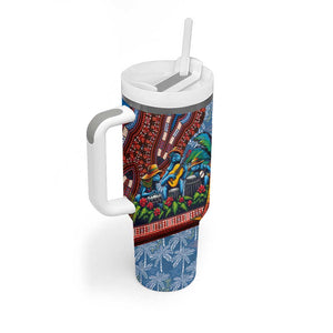 Afro-Caribbean Tumbler With Handle African Dashiki Style with Caribbean Music with Blue Iguanas - African Pride
