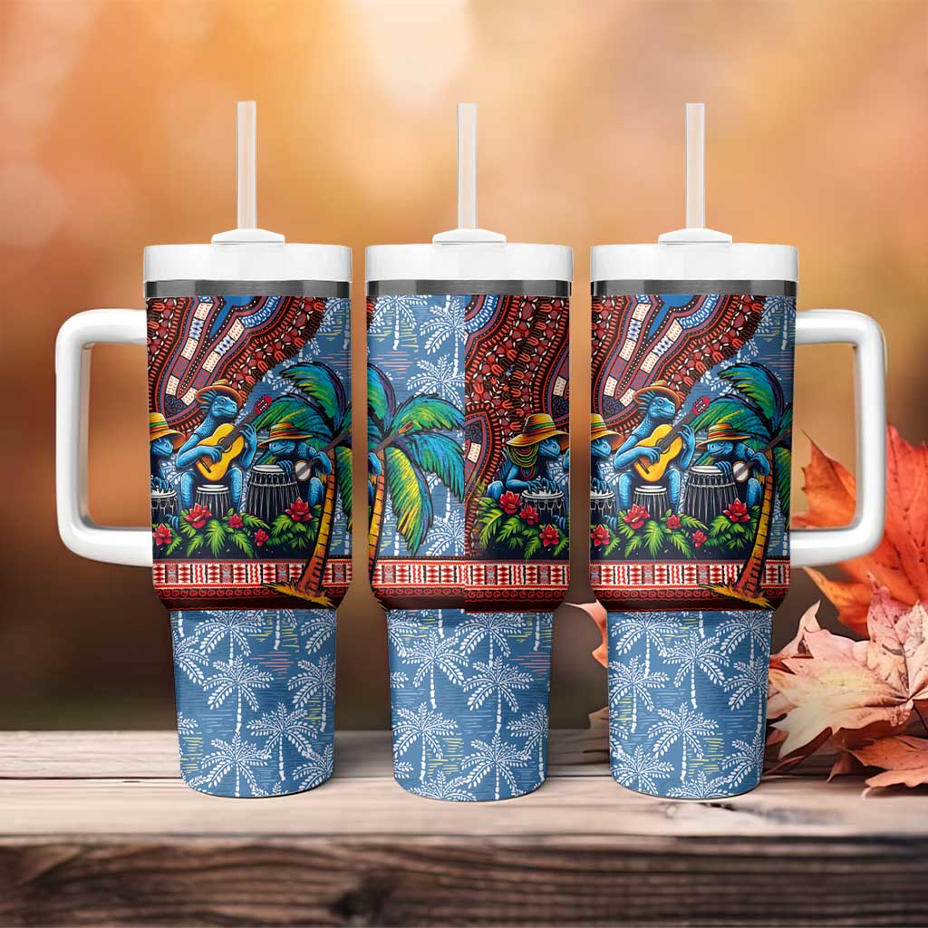 Afro-Caribbean Tumbler With Handle African Dashiki Style with Caribbean Music with Blue Iguanas - African Pride