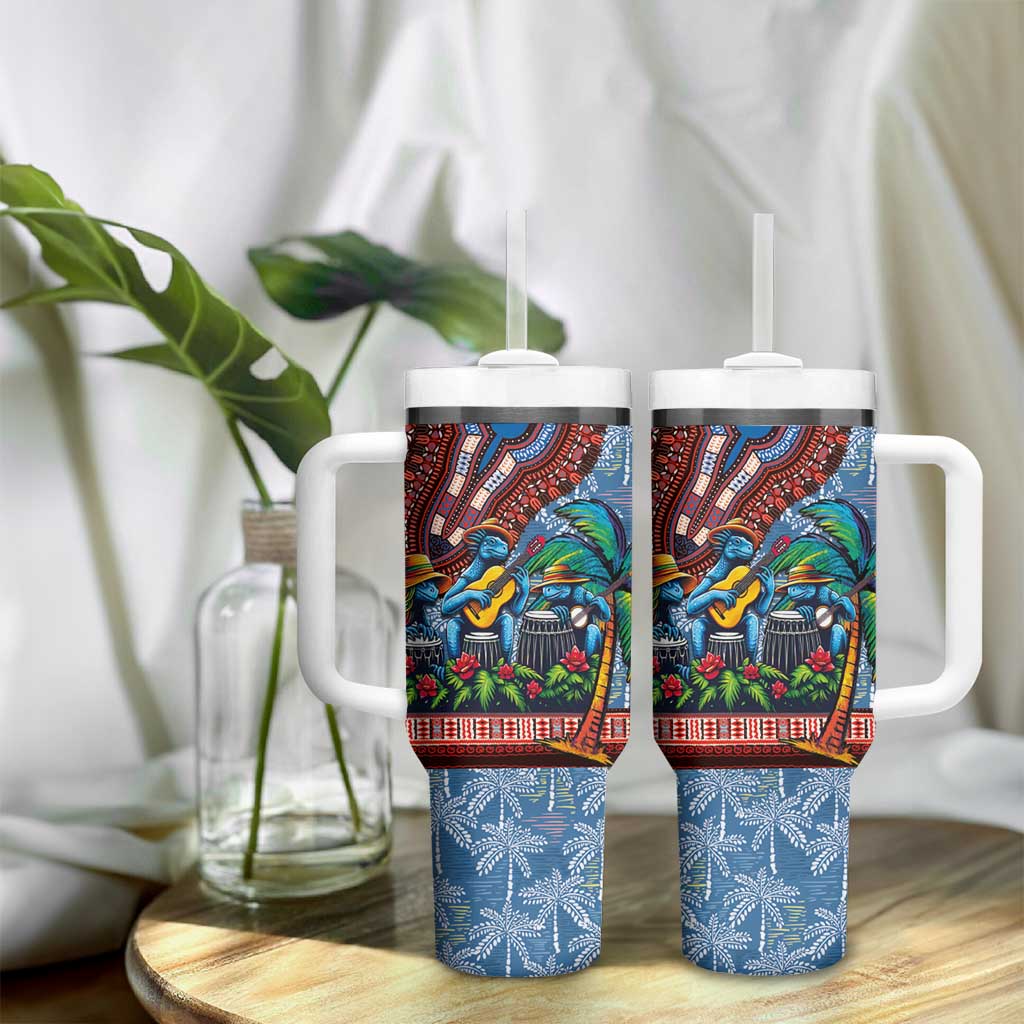 Afro-Caribbean Tumbler With Handle African Dashiki Style with Caribbean Music with Blue Iguanas - African Pride
