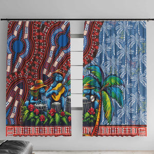 Afro-Caribbean Window Curtain African Dashiki Style with Caribbean Music with Blue Iguanas - African Pride