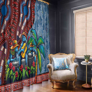 Afro-Caribbean Window Curtain African Dashiki Style with Caribbean Music with Blue Iguanas - African Pride