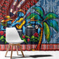 Afro-Caribbean Window Curtain African Dashiki Style with Caribbean Music with Blue Iguanas - African Pride