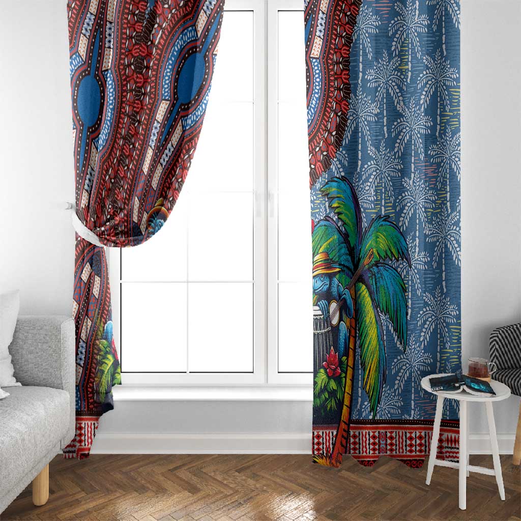 Afro-Caribbean Window Curtain African Dashiki Style with Caribbean Music with Blue Iguanas - African Pride