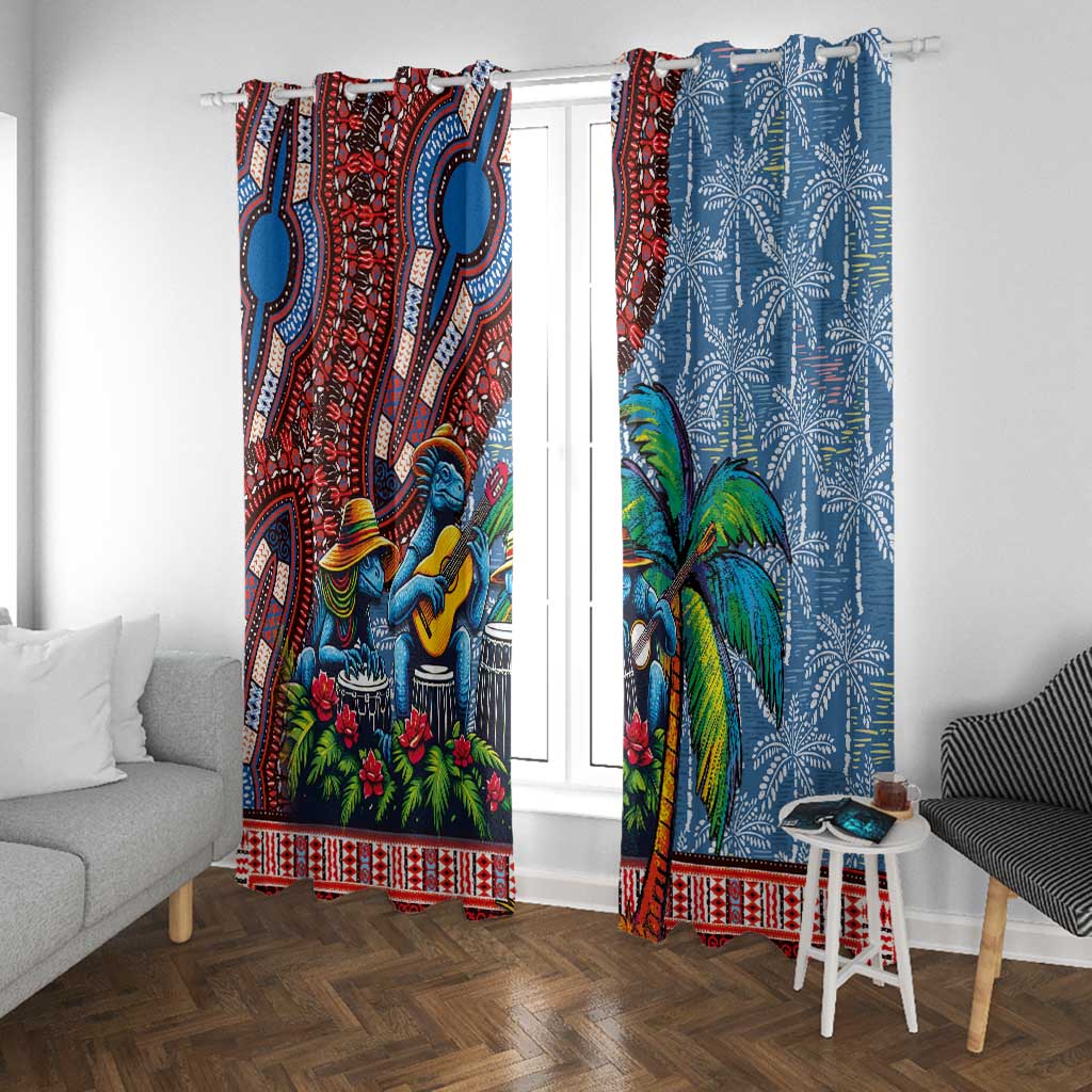 Afro-Caribbean Window Curtain African Dashiki Style with Caribbean Music with Blue Iguanas - African Pride