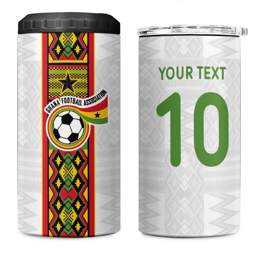 Ghana National Football Custom 4 in 1 Can Cooler Tumbler Kente Motifs Sporty Style - African Pride