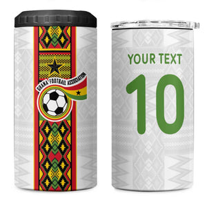Ghana National Football Custom 4 in 1 Can Cooler Tumbler Kente Motifs Sporty Style - African Pride