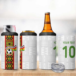 Ghana National Football Custom 4 in 1 Can Cooler Tumbler Kente Motifs Sporty Style - African Pride
