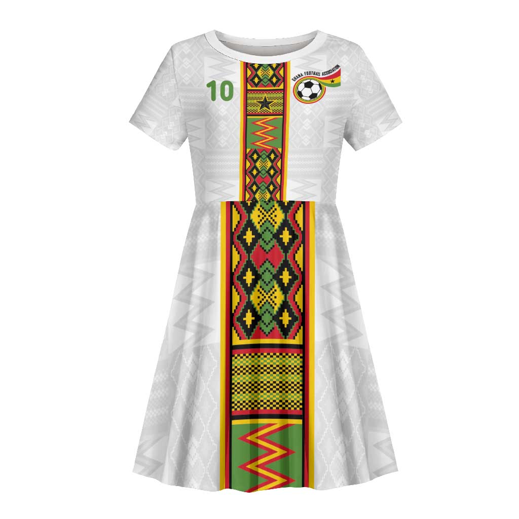Ghana National Football Custom Kid Short Sleeve Dress Kente Motifs Sporty Style - African Pride