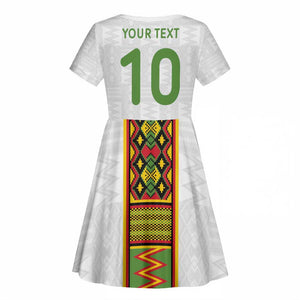 Ghana National Football Custom Kid Short Sleeve Dress Kente Motifs Sporty Style - African Pride