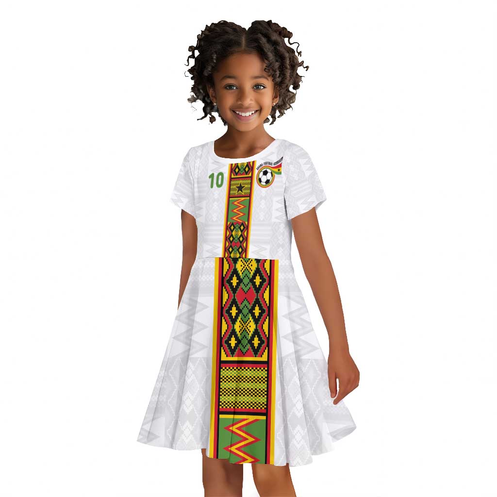Ghana National Football Custom Kid Short Sleeve Dress Kente Motifs Sporty Style - African Pride