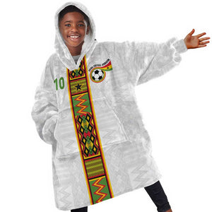 Ghana National Football Custom Kid Wearable Blanket Hoodie Kente Motifs Sporty Style - African Pride