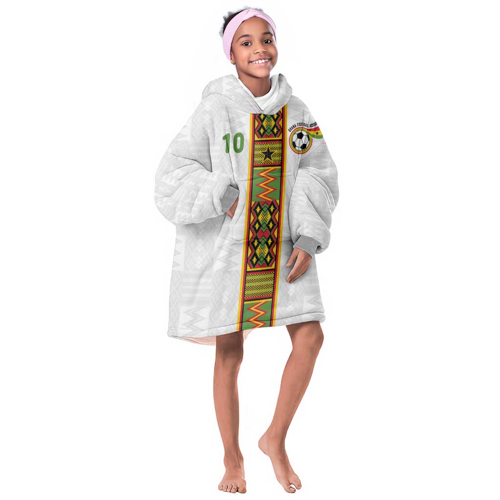 Ghana National Football Custom Kid Wearable Blanket Hoodie Kente Motifs Sporty Style - African Pride