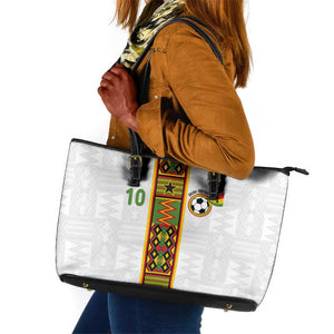Ghana National Football Custom Leather Tote Bag Kente Motifs Sporty Style - African Pride