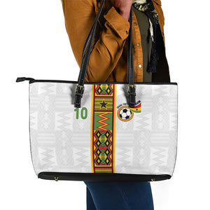 Ghana National Football Custom Leather Tote Bag Kente Motifs Sporty Style - African Pride
