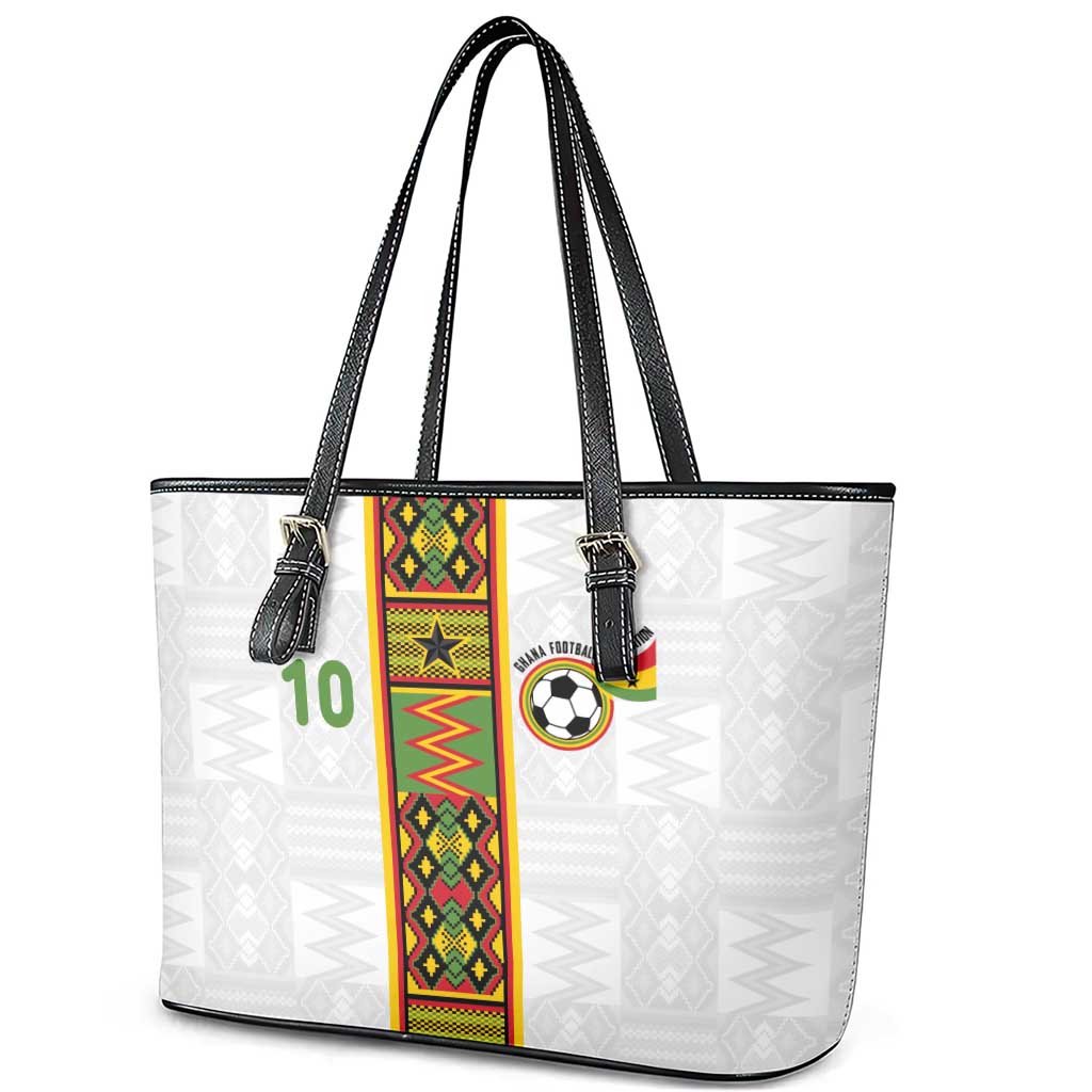 Ghana National Football Custom Leather Tote Bag Kente Motifs Sporty Style - African Pride