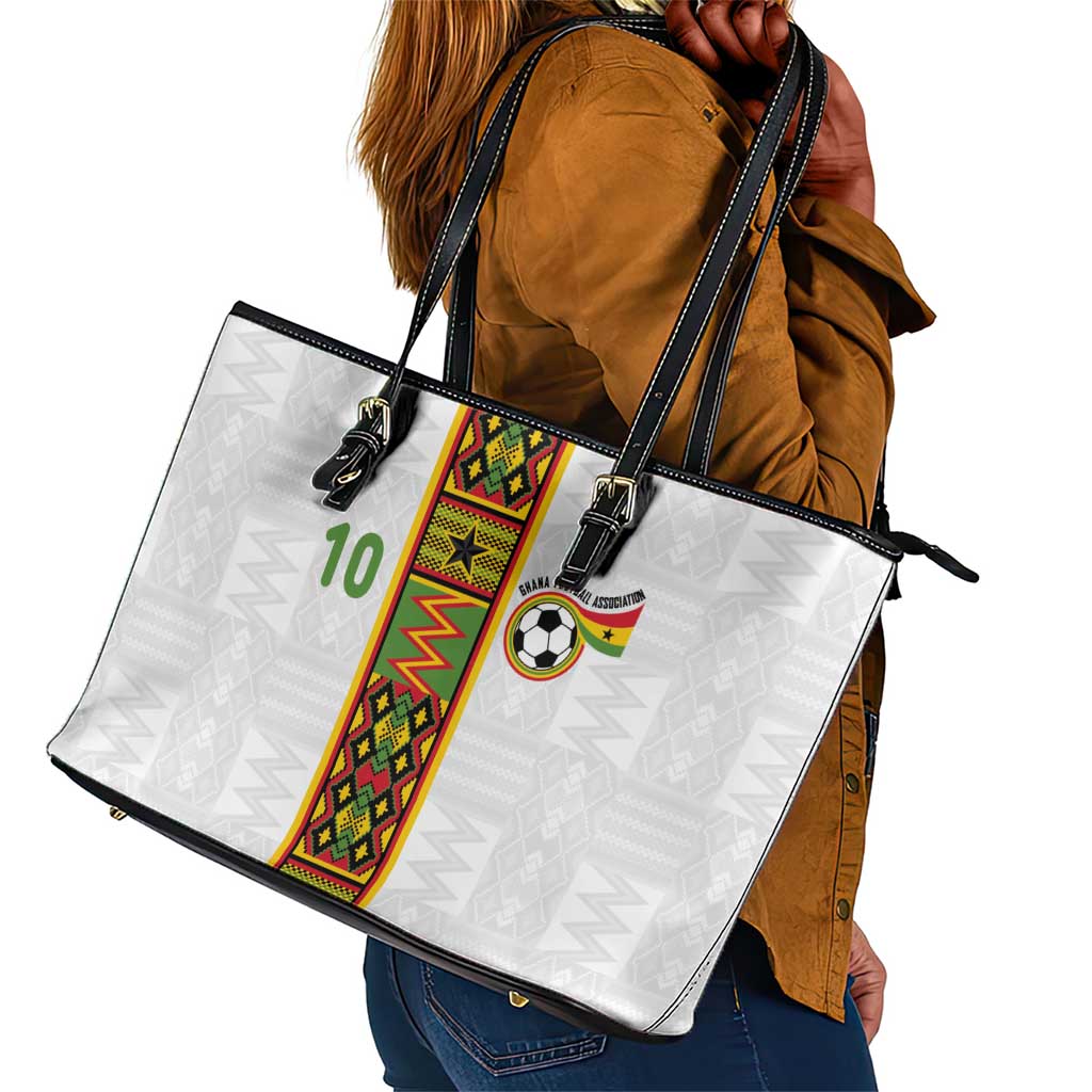 Ghana National Football Custom Leather Tote Bag Kente Motifs Sporty Style - African Pride