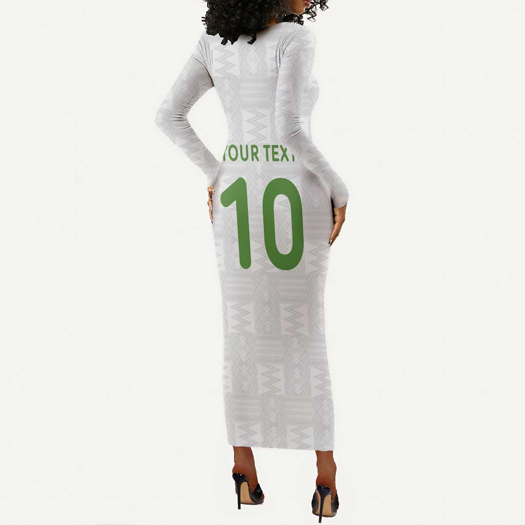 Ghana National Football Custom Long Sleeve Bodycon Dress Kente Motifs Sporty Style - African Pride