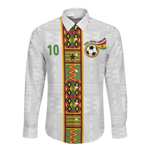 Ghana National Football Custom Long Sleeve Button Shirt Kente Motifs Sporty Style - African Pride