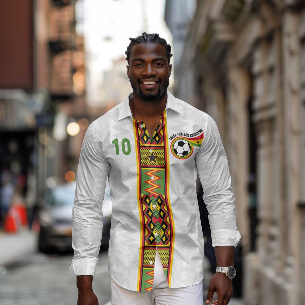 Ghana National Football Custom Long Sleeve Button Shirt Kente Motifs Sporty Style - African Pride