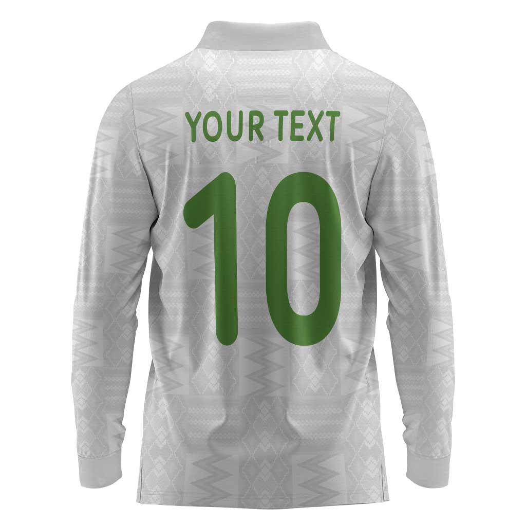 Ghana National Football Custom Long Sleeve Polo Shirt Kente Motifs Sporty Style - African Pride