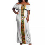 Ghana National Football Custom Off Shoulder Maxi Dress Kente Motifs Sporty Style - African Pride