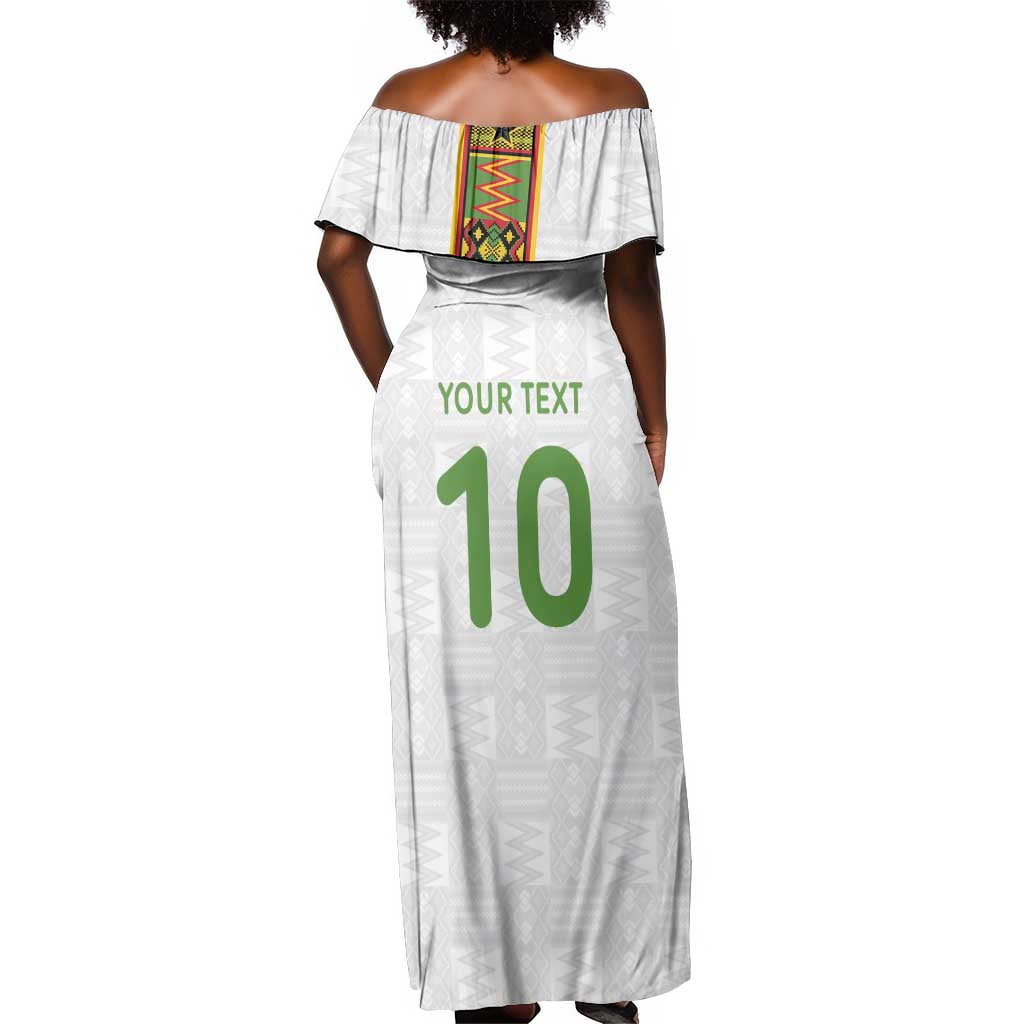 Ghana National Football Custom Off Shoulder Maxi Dress Kente Motifs Sporty Style - African Pride