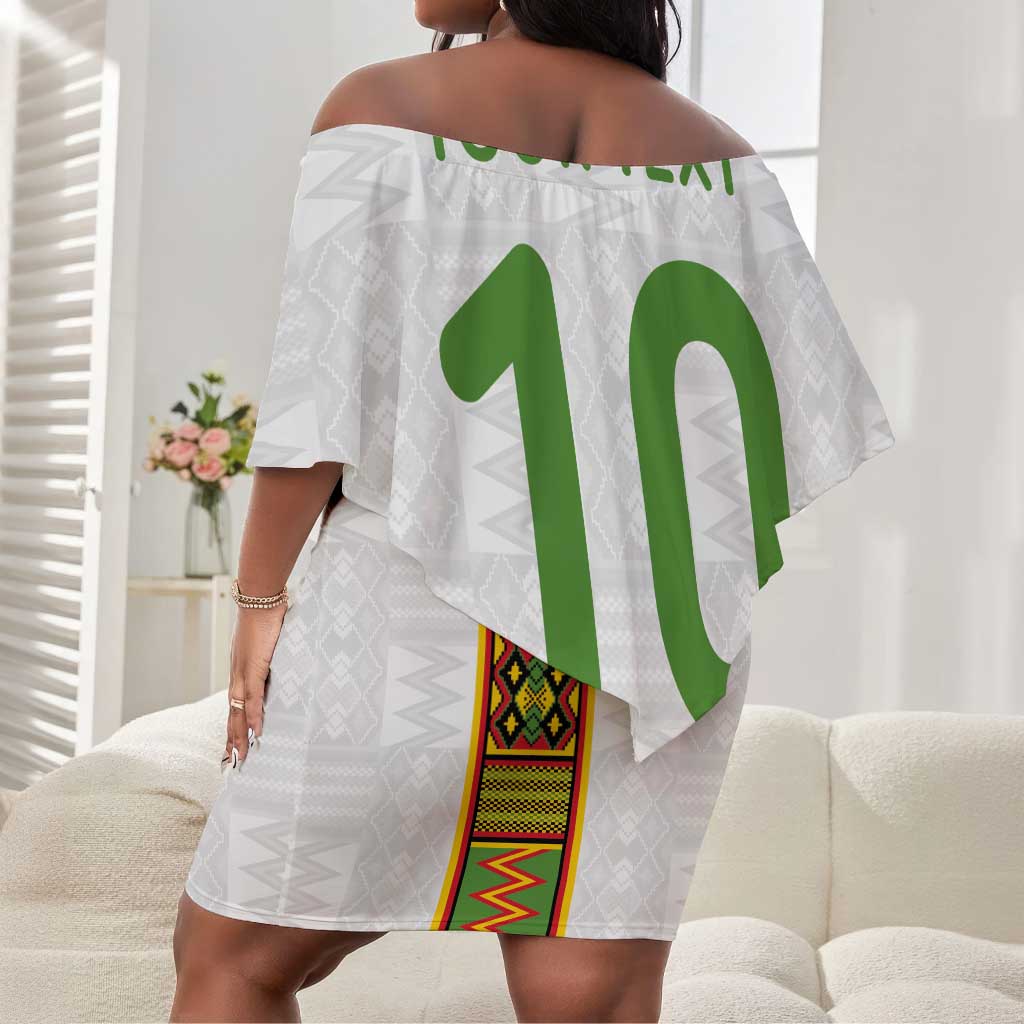 Ghana National Football Custom Off Shoulder Short Dress Kente Motifs Sporty Style - African Pride