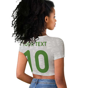 Ghana National Football Custom Raglan Cropped T shirt Kente Motifs Sporty Style - African Pride