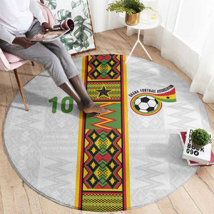 Ghana National Football Custom Round Carpet Kente Motifs Sporty Style - African Pride
