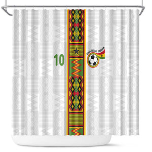 Ghana National Football Custom Shower Curtain Kente Motifs Sporty Style - African Pride