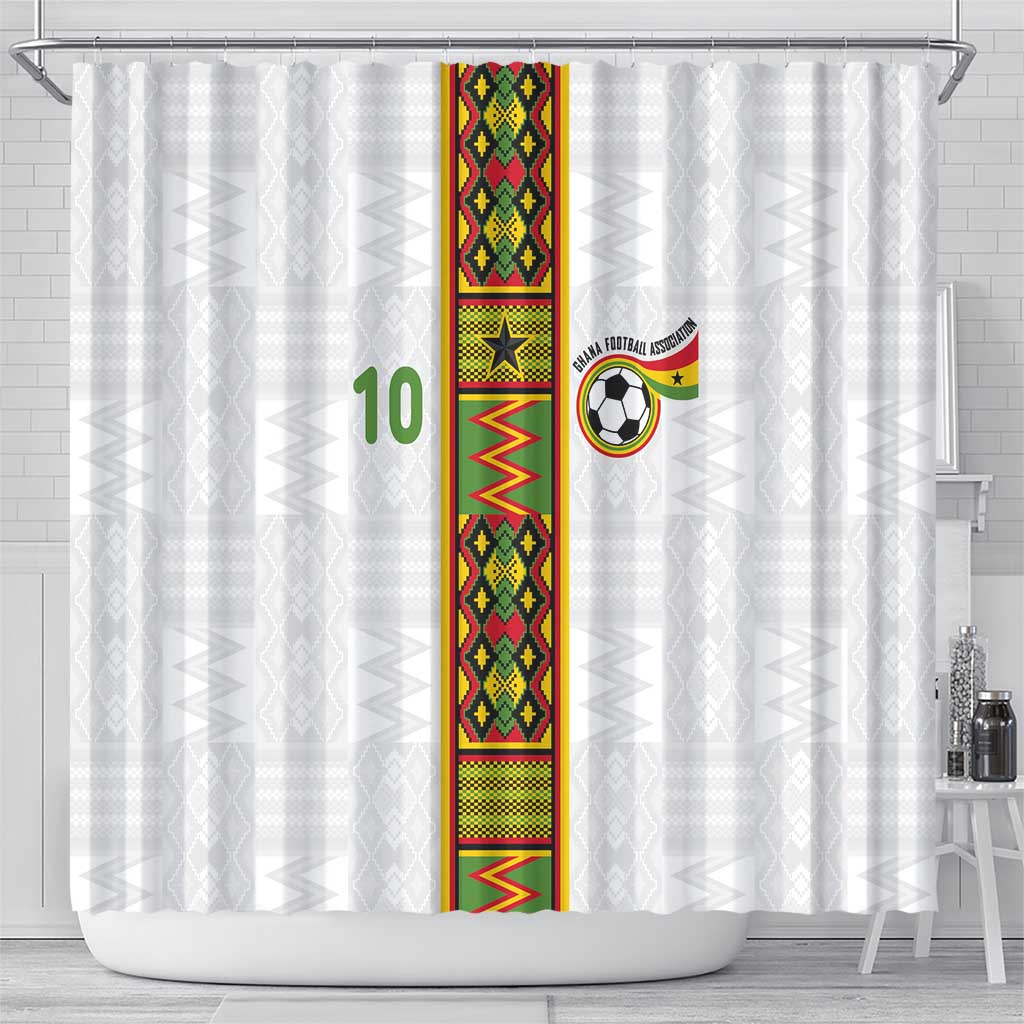 Ghana National Football Custom Shower Curtain Kente Motifs Sporty Style - African Pride