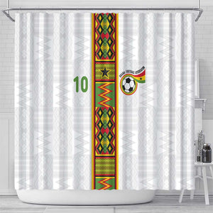 Ghana National Football Custom Shower Curtain Kente Motifs Sporty Style - African Pride