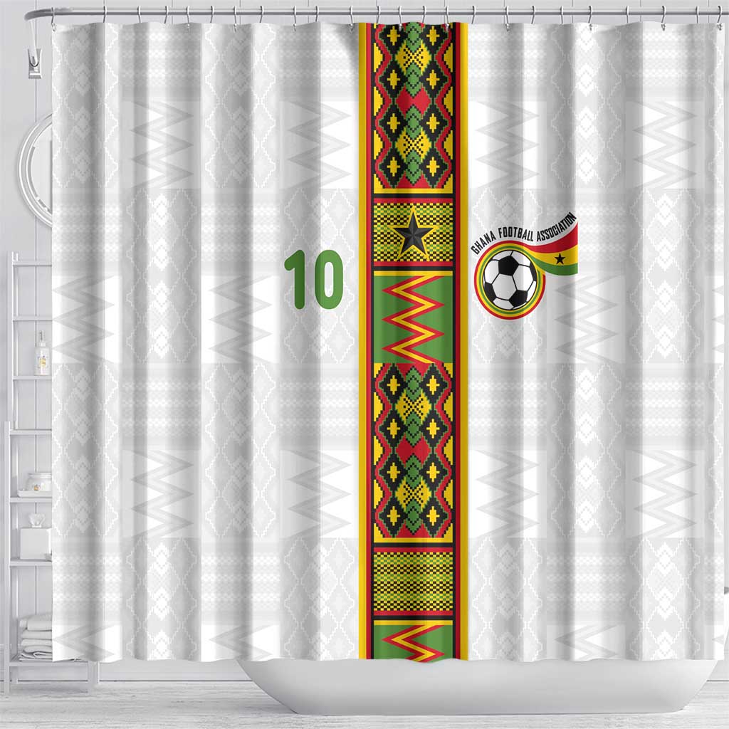 Ghana National Football Custom Shower Curtain Kente Motifs Sporty Style - African Pride