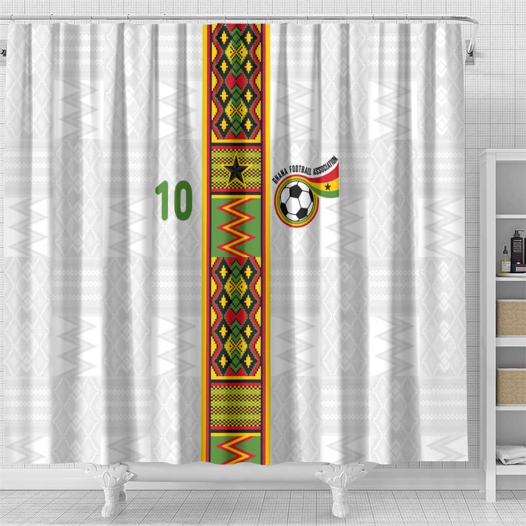 Ghana National Football Custom Shower Curtain Kente Motifs Sporty Style - African Pride