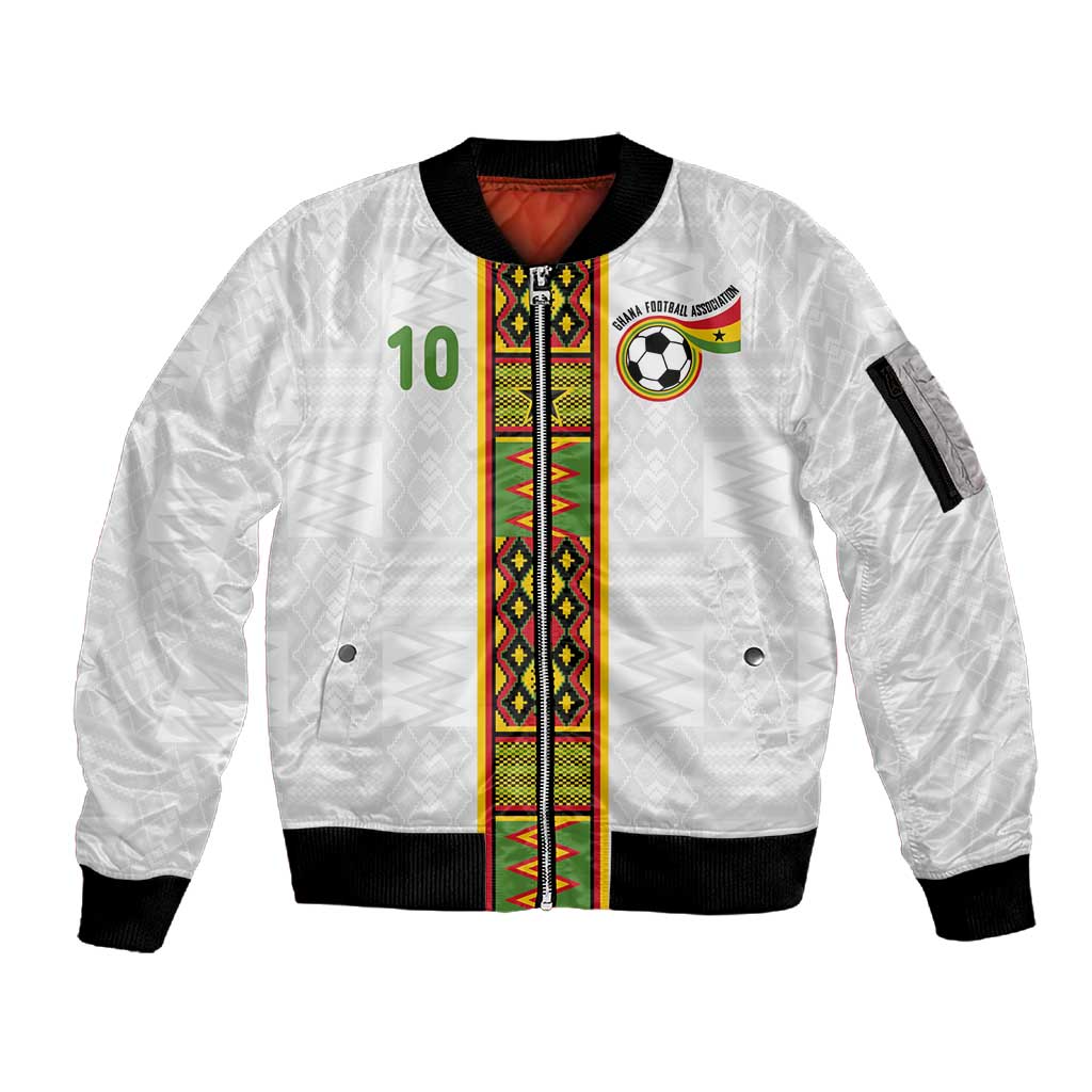 Ghana National Football Custom Sleeve Zip Bomber Jacket Kente Motifs Sporty Style - African Pride