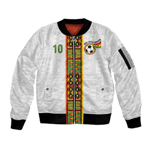 Ghana National Football Custom Sleeve Zip Bomber Jacket Kente Motifs Sporty Style - African Pride