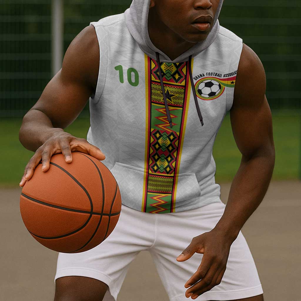 Ghana National Football Custom Sleeveless Hoodie Kente Motifs Sporty Style - African Pride