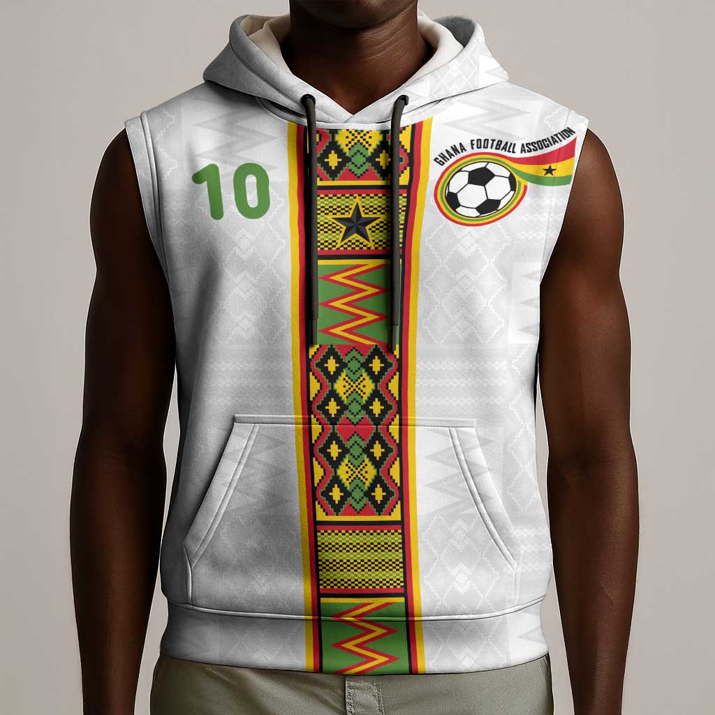 Ghana National Football Custom Sleeveless Hoodie Kente Motifs Sporty Style - African Pride