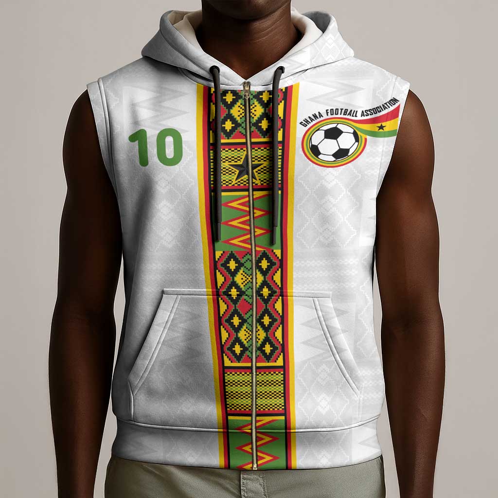 Ghana National Football Custom Sleeveless Zip Hoodie Kente Motifs Sporty Style - African Pride