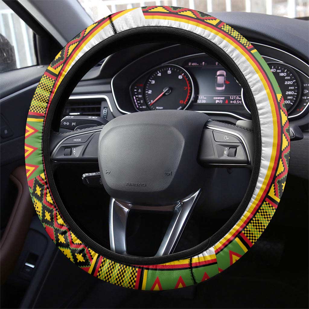 Ghana National Football Steering Wheel Cover Kente Motifs Sporty Style - African Pride