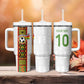 Ghana National Football Custom Tumbler With Handle Kente Motifs Sporty Style - African Pride
