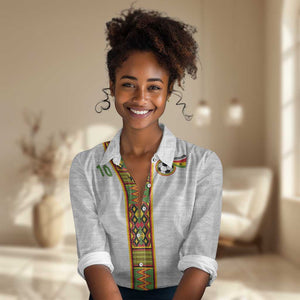 Ghana National Football Custom Women Casual Shirt Kente Motifs Sporty Style - African Pride