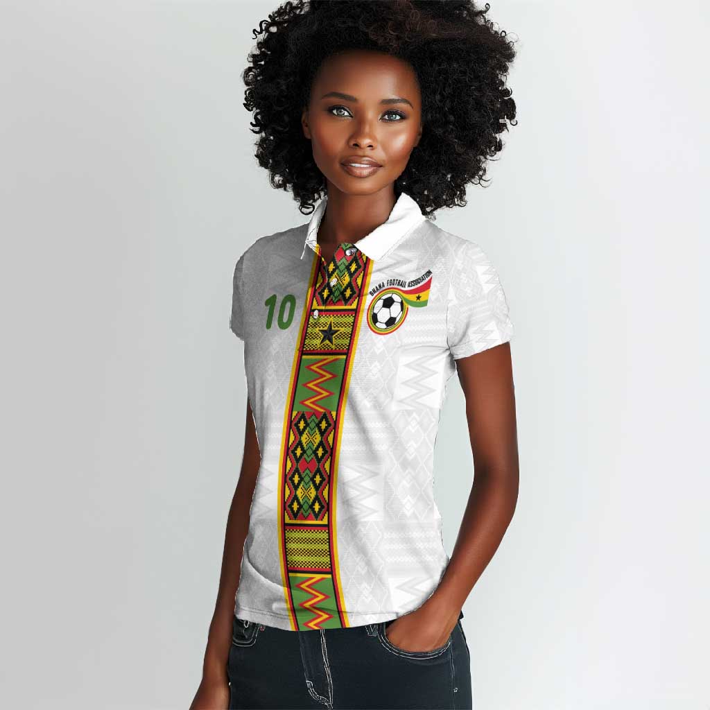 Ghana National Football Custom Women Polo Shirt Kente Motifs Sporty Style - African Pride