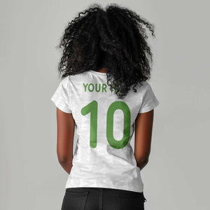 Ghana National Football Custom Women V-Neck T-Shirt Kente Motifs Sporty Style - African Pride