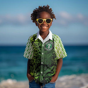 Nigeria National Football Custom Kid Hawaiian Shirt Super Eagles-Shoulders Sleeves Armor - African Pride