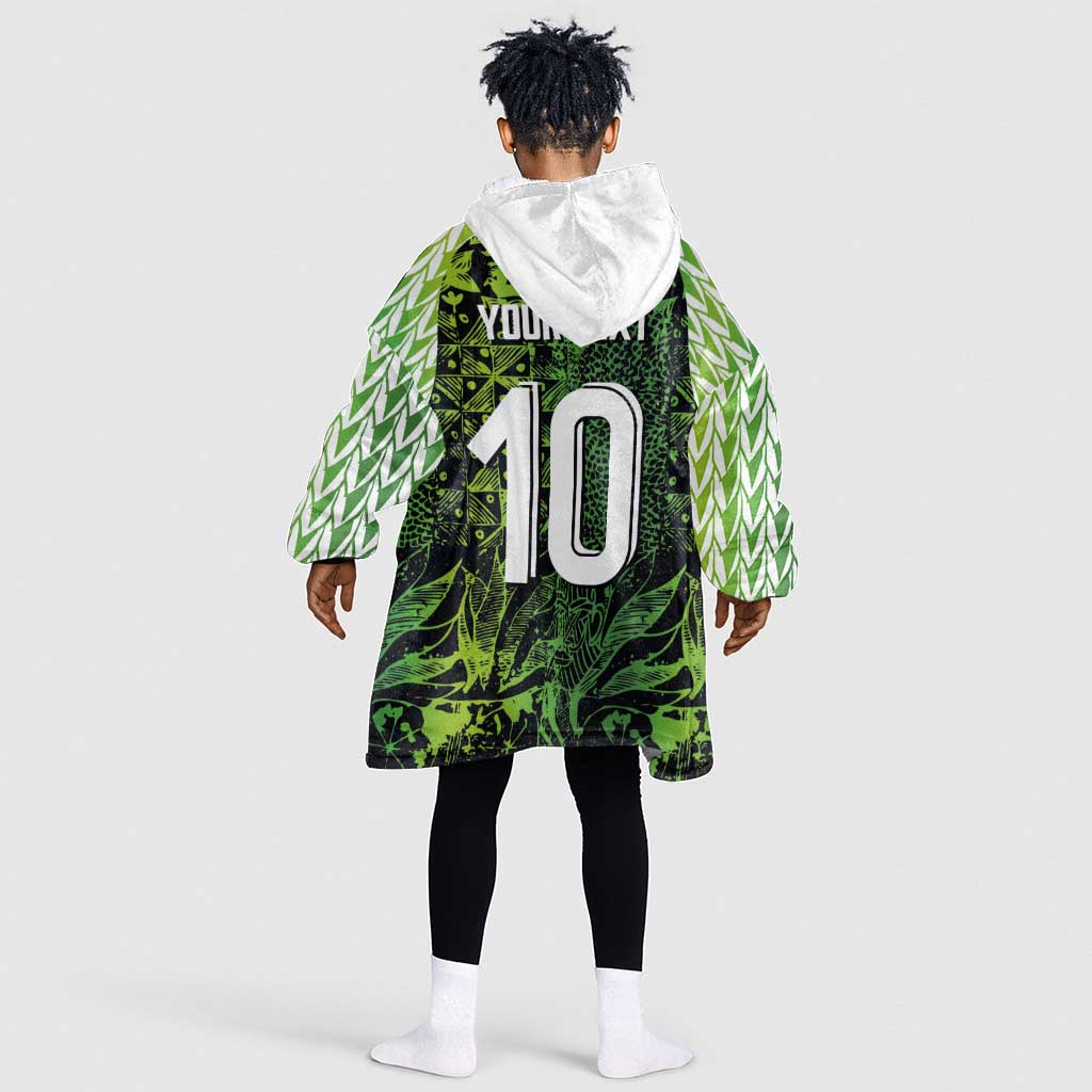 Nigeria National Football Custom Kid Wearable Blanket Hoodie Super Eagles-Shoulders Sleeves Armor - African Pride