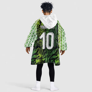 Nigeria National Football Custom Kid Wearable Blanket Hoodie Super Eagles-Shoulders Sleeves Armor - African Pride