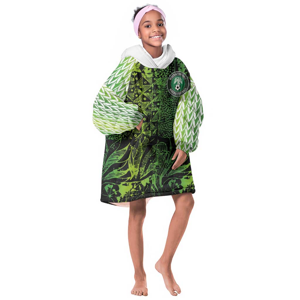 Nigeria National Football Custom Kid Wearable Blanket Hoodie Super Eagles-Shoulders Sleeves Armor - African Pride