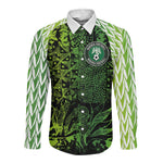 Nigeria National Football Custom Long Sleeve Button Shirt Super Eagles-Shoulders Sleeves Armor - African Pride